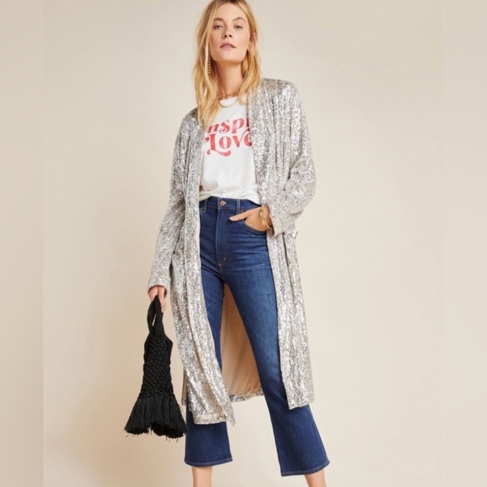 BB Dakota Show Stopper Sequin Long Cardigan Size XS, NWT